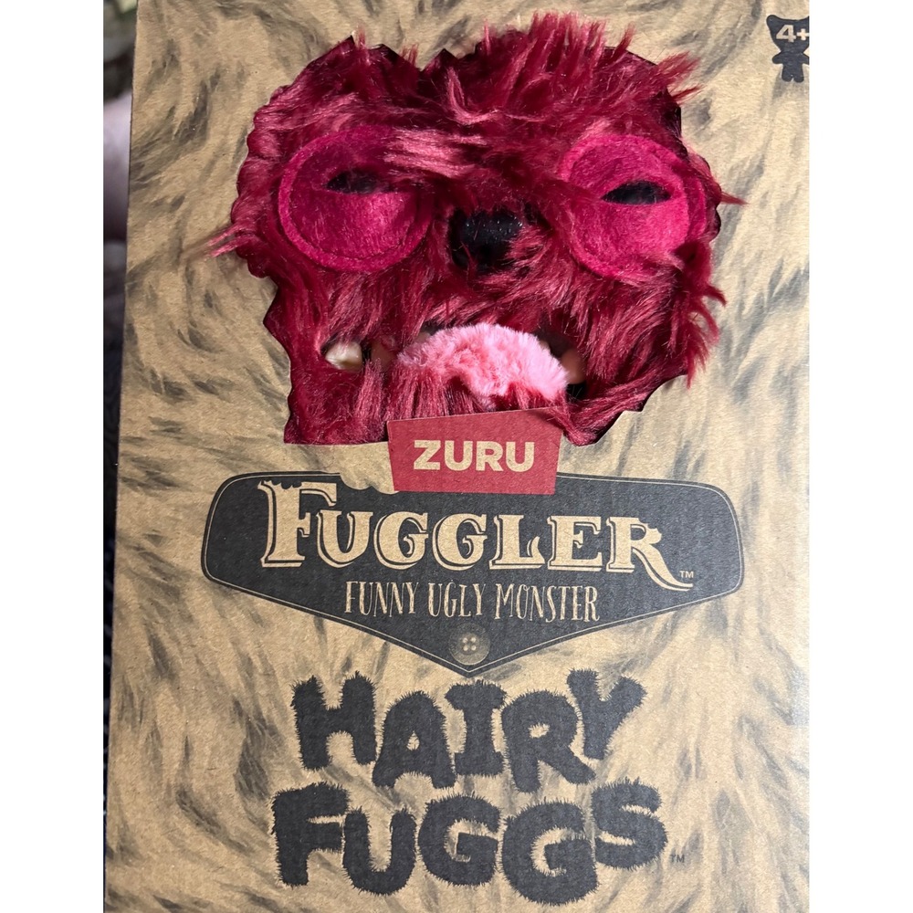 Zuru‎ Fuggler Hairy Fuggs Funny Ugly Monster Plush Burgundy Purple Shaggy Fur 9"